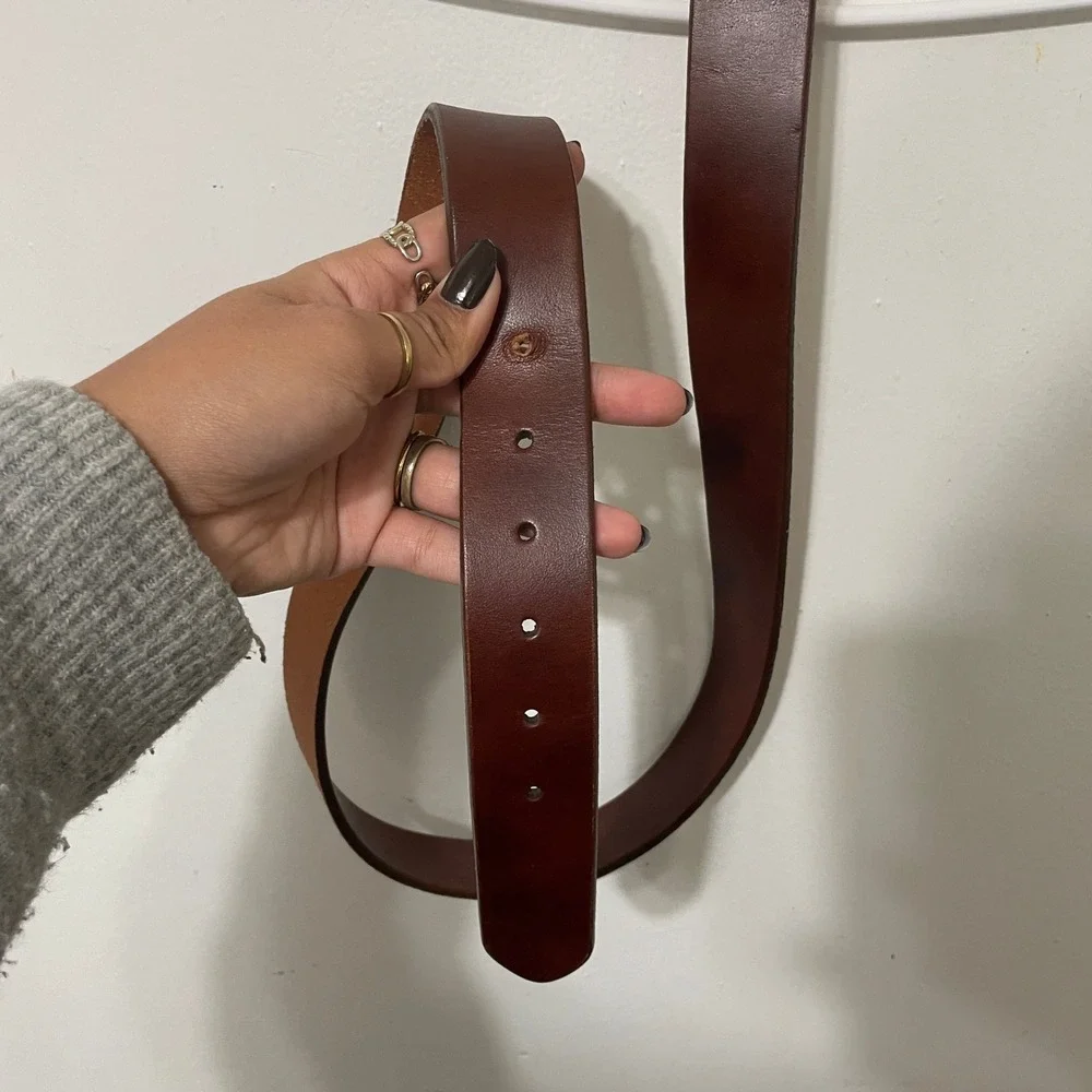 Genuine Leather Belt Size 42 Silver Buckle Brown‎ Made in India